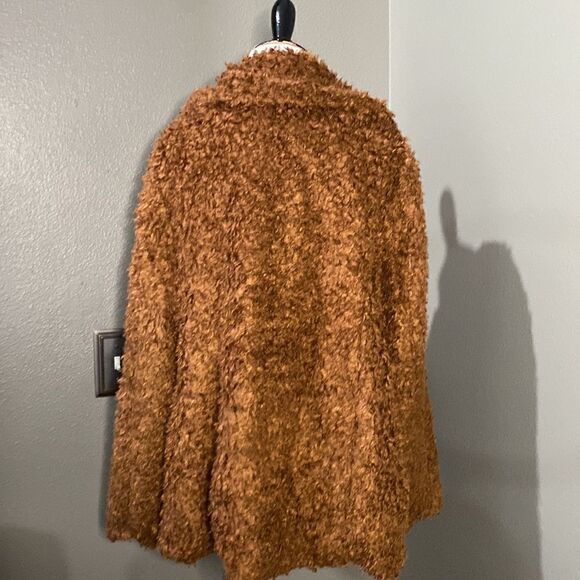 Divided H&M Brown Faux Fur Single Button Jacket Coat - Picture 7 of 11